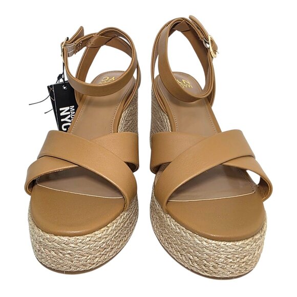 Madden NYC Wedge Sandals Strappy Womens Size 6-11 Beige Adjustable Buckle Strap - Picture 5 of 11